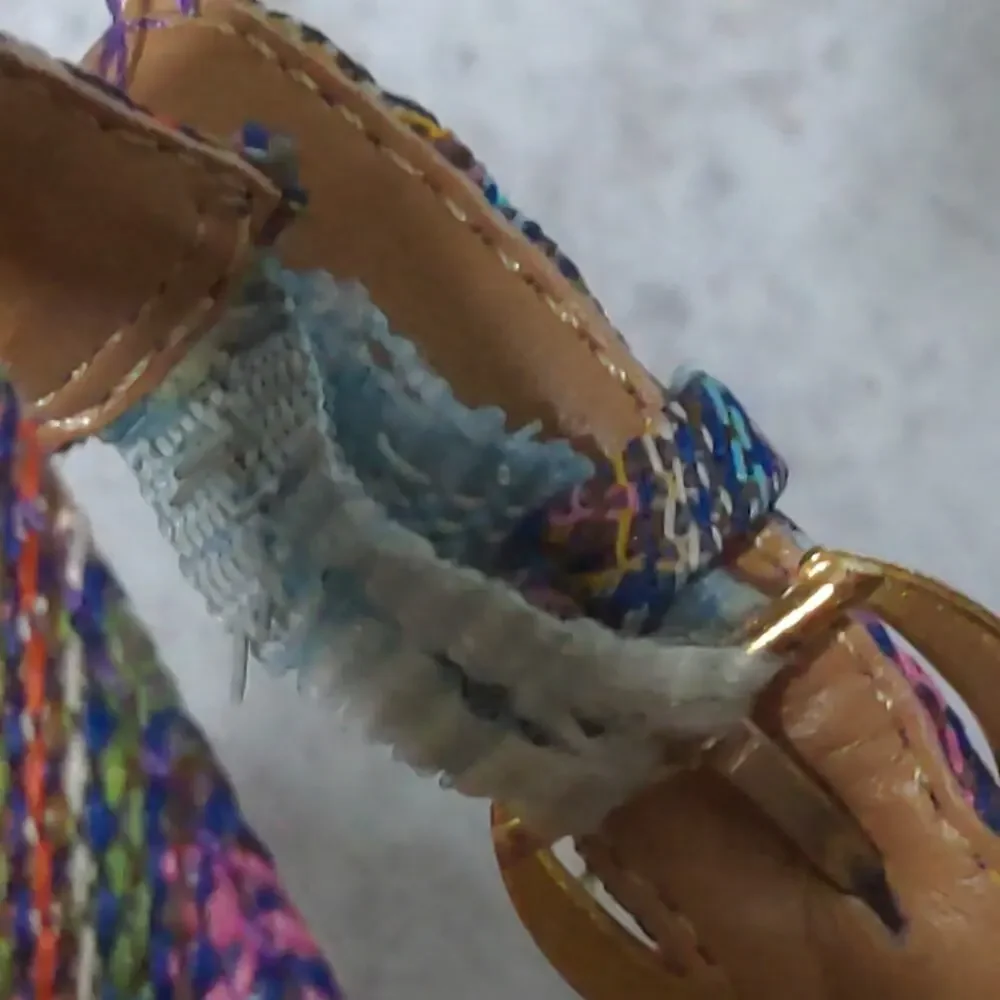 Nine West Abbeol 1 Wedges Multicolor Woven Slingback Knotted Peep Toe - Size 7M